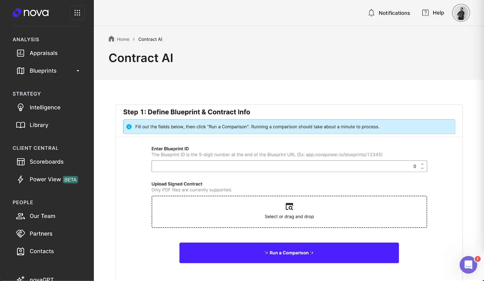 Power Digital’s Contract AI app within the nova platform built with Retool